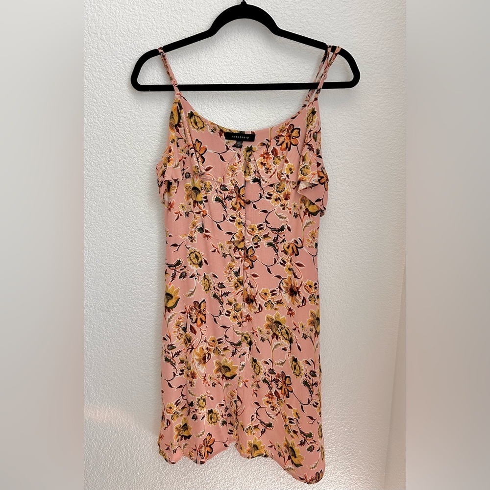 SANCTUARY Rafaella Ruffled Slip Pink Floral Sun Dress Button Closure - Picture 6 of 13